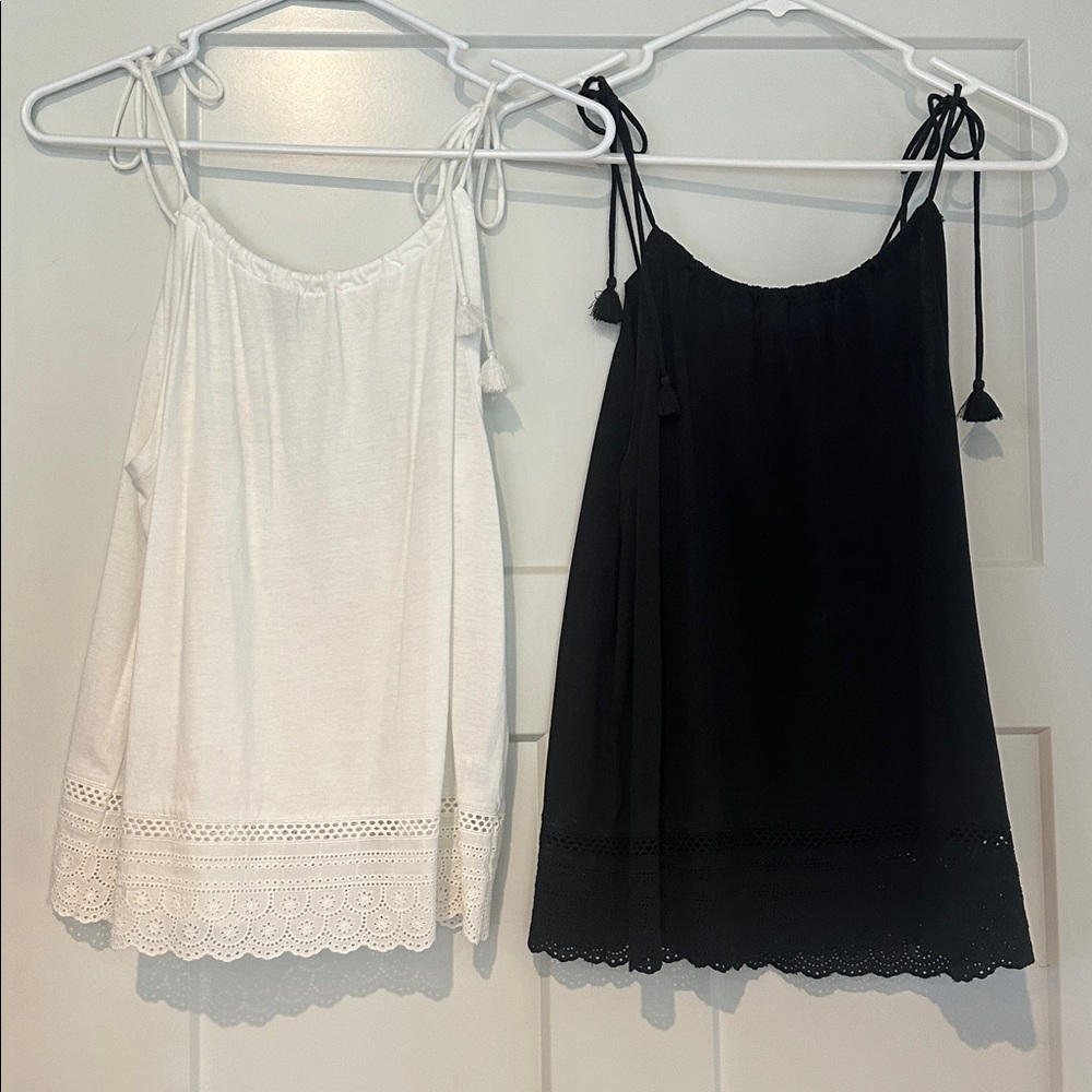 2 black and white J.Crew tanks